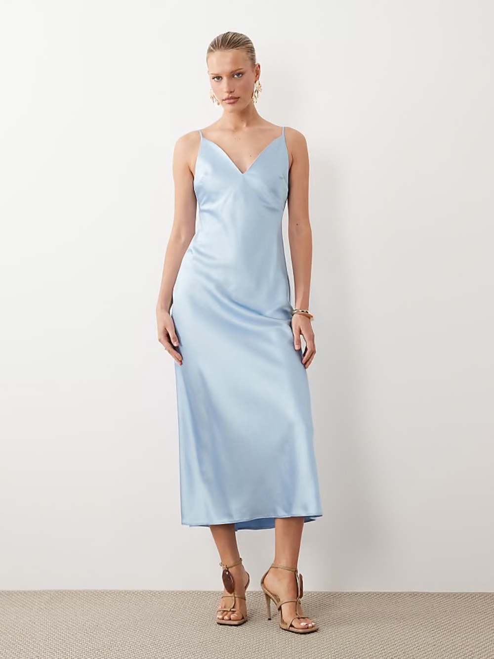 ASOS Light Blue Satin Slip Midi Dress size 2